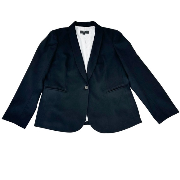 J. Crew black wool stretch jacket blazer shawl lapel single button 12 - Picture 6 of 16